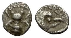 Ephesos AR Tetartemorion, 6th-5th Century BC Ephesos , Ionia. AR Tetartemorion (6 mm, 0.20 g), c. 6th-5th Century BC. Obv. Bee. Rev. Head of eagle right, EΦ above. Klein, KM, p. 51, 370. Rare. Find pa