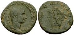 Gordianus I. Africanus AE Sestertius, Victory reverse Gordianus I. Africanus (238 AD). AE Sestertius (27-29 mm, 17.75 g), Roma (Rome), March 19 to April 9 (?). Obv. IMP CAES M ANT GORDIANVS AFR AVG, l