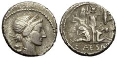 C. Iulius Caesar AR Denarius, trophy with captives C. Iulius Caesar . AR Denarius (17-18 mm, 4.07 g), late 46 - early 45 BC, military mint in Spain. Obv. Diademed head of Venus right, wearing necklace