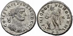 Constantius I Follis, Lugdunum mint, unpublished and extremely rare Constantius I Chlorus as Caesar (293-305 AD). AE Follis (27-28 mm, 11.0 g), Lugdunum (Lyons), c. 299/300 AD. Obv. CONSTANTIVS NOB CA