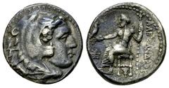 Alexander 'the Great' AR Drachm, lifetime issue Kings of Macedon. Alexander III "the Great" (336-323 BC). AR Drachm (16 mm, 4.14 g), Sardis, 334-323 BC, lifetime issue. Obv. Head of Herakles to right.