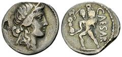 C. Iulius Caesar fourré denarius, 48/46 BC Iulius Caesar  (+ 44 BC). Fourré denarius (16-17 mm, 2.80 g), uncertain Asia Minor mint, 48-46 BC. Obv. Diademed head of Venus right. Rev. CAESAR, Aeneas adv