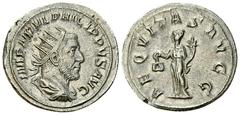 Philippus I Arabs AR Antoninianus, Aequitas reverse Philippus I Arabs (244-249 AD). AR Antoninianus (4.84 g, 22-24 mm), Roma (Rome), 244-247 AD. Obv. IMP M IVL PHILIPPVS AVG, Radiate, draped and cuira