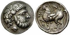 Eastern Celts AR Tetradrachm, Baumreiter type Eastern Celts, Dacia. Early imitations of Philip II Tetradrachms. AR Tetradrachm (24-25 mm, 14.05 g), 3rd century BC. Baumreiter type. Obv. Laureate and b