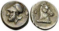 Anonymous AR Didrachm, c. 310-300 BC The Roman Republic. Anonymous. AR Didrachm (20-21 mm, 6.93 g), Neapolis, c. 310-300 BC. Obv. Helmeted head of bearded Mars left; behind, oak-spray. Rev. Horse’s he