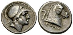 Anonymous AR Didrachm, c. 241-235 BC The Roman Republic. Anonymous. AR Didrachm (20 mm, 6.65 g), Rome, c. 241-235 BC. Obv. Helmeted head of beardless Mars right. Rev. ROMA, Bridled horse’s head right;