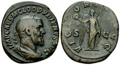 Pupienus AE Sestertius, Victory reverse Pupienus (238 AD). AE Sestertius (28-30 mm, 19.95 g), Rome. Obv. IMP CAES M CLOD PVPIENVS AVG, Laureate, draped and cuirassed bust right, seen from behind. Rev.