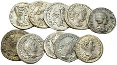 Lot of 10 Roman Imperial AR coins Lot of nine (9) Roman Imperial AR Denarii and one (1) AR Antoninianus.Includes Septimius Severus, Iulia Domna, Caracalla (2), Geta, Iulia Maesa, Elagabal, Iulia Mamae