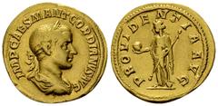 Gordianus III Pius Aureus, Providentia reverse Gordian III. Pius (238-244 AD). AV Aureus (19-20 mm, 4.65 g). Rome mint, 239 AD. Obv. IMP CAES M ANT GORDIANVS AVG, laureate, draped, and cuirassed bust 