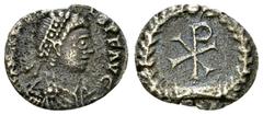 Libius Severus AR Half-siliqua, very rare Libius Severus (461-465 AD). AR Half-siliqua (11-13 mm, 0.95 g). Obv. D N LIB SEVERVS P F AVG, Pearl-diademed, draped and cuirassed bust to right. Rev. Christ