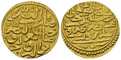 Sulayman I AV Sultani, Sidre Qapsi mint Ottoman Empire. Sulayman I. (926-974 AH = 1520-1566 AD). AV Sultani (20 mm, 3.45 g), Sidre Qapsi (Greece) mint. NP 187. Almost extremely fine. Sidre Qapsi was a
