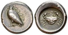 Akragas AR Didrachm, c. 500-490 BC Sicily, Akragas. AR Didrachm (19-20 mm, 8.70 g), c. 500-490 BC. Obv. AKPA, Eagle standing left. Rev. Crab. SNG ANS 944 (same dies); SNG Munich 44. Nicely toned and a
