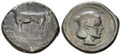 Segesta AR Didrachm, c. 440-420 BC Sicily, Segesta. AR Didrachm (8.47 g), c. 440-420 BC. Obv. Hound standing to left. Rev. Head of nymph right within circular linear border. Hurter 99 (V30/R56); SNG A