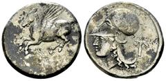 Corinth AR Stater, c. 375-300 BC Corinthia, Corinth. AR Stater (21 mm, 8.48 g), c. 375-300 BC. Obv. Pegasos flying left; Koppa below. Rev. Head of Athena left, wearing Corinthian helmet; A-P below, At