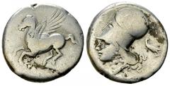 Corinth AR Stater, c. 375-300 BC Corinthia, Corinth. AR Stater (20-21 mm, 8.32 g), c. 375-300 BC. Obv. Pegasus flying left; Koppa below. Rev. Head of Athena left, wearing Corinthian helmet; below, A-P