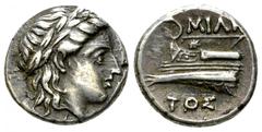 Kios AR Hemidrachm, c. 345-315 BC Bithynia, Kios. AR Hemidrachm (13 mm, 2.53 g), c. 345-315 BC. Miletos, magistrate. Obv. Laureate head of Apollo to right. Rev. MIΛHTOΣ, Prow of galley left, ornamente