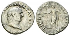 Vitellius AR Denarius, Libertas reverse Vitellius (69 AD). AR Denarius (17-18 mm, 3.03 g), Rome. Obv. A VITELLIVS GERM IMP AVG TR P, Laureate head right. Rev. LIBERTAS RESTITVTA, Libertas standing fac