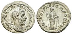 Macrinus AR Denarius, Securitas reverse Macrinus (217-218 AD). AR Denarius (20 mm, 2.47 g), Roma. Obv. IMP C M OPEL SEV MACRINVS AVG, laureate and cuirassed bust right. Rev. SECVRITAS TEMPORVM, Securi
