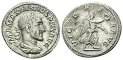 Maximinus I Thrax AR Denarius, Victory reverse Maximinus I Thrax (235-238 AD). AR Denarius (19-20 mm, 3.30 g), Rome. Obv. IMP MAXIMINVS PIVS AVG, Laureate, draped and cuirassed bust right, seen from b