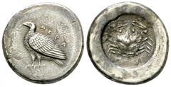 Akragas AR Didrachm, c. 500-490 BC Sicily, Akragas. AR Didrachm (20-21 mm, 8.25 g), c. 500-490 BC. Obv. AKPA, Eagle standing left. Rev. Crab. Westermark, Akragas 174.8 (O69/R118) (this coin). Nicely t