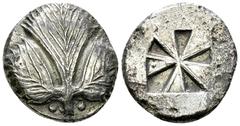 Selinus AR Didrachm, c. 480-460 BC Selinus, Sicily. AR Didrachm (20-22 mm, 8.90 g), c. 480-460 BC. Obv. Selinon leaf with pellet at either side of stem. Rev. Incuse square, triangularly divided with f