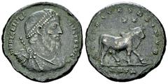 Iulianus II AE Nummus, Bull reverse Julianus II Apostata (360-363). AE Nummus (27 mm, 9.18 g), Antiochia, 361-363 AD. Obv. D N FL CL IVLIANVS P F AVG, diademed, draped and cuirassed bust to right. Rev