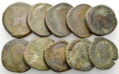 Group lots Lot of 10 Roman AE Coins Lot of 10 (ten) Roman AE Coins. 1 As, and 9 sestertii: Anonymous Roman Republican, Antoninus Pius, Lucius Verus, Marcus Aurelius (2), Severus Alexander, Iulia Mamae