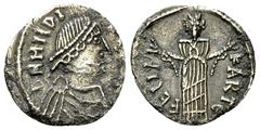 Ancient Coins Hilderic AR Half siliqua, Carthage, rare Migration of the German tribens. The Vandals. Hilderic (523-530 AD). AR Half siliqua (15 mm, 1.16 g), Carthage. Obv. D N HILDI[RIX REX], Pearl-di