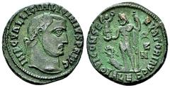 Licinius AE Nummus, Jupiter reverse Licinius (308-324 AD). AE Nummus (19 mm, 3.68 g), Alexandria, 315. Obv. IMP C VAL LICIN LICINIVS P F AVG, Laureate head to right. Rev. IOVI CONSERVATORI AVG, Jupite