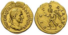 Ancient Coins Traianus Decius Aureus, Victory reverse Traianus Decius (249-251 AD). Aureus (20 mm, 3.94 g), Rome. Obv. IMP C M Q TRAIANVS DECIVS AVG, Laureate and cuirassed bust to right. Rev. VICTORI