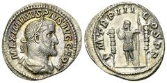 Maximinus I Thrax AR Denarius, Emperor reverse Maximinus I Thrax (235-238 AD). AR Denarius (19-20 mm, 2.48 g), Rome. Obv. IMP MAXIMINVS PIVS AVG GERM, Laureate, draped and cuirassed bust right, seen f