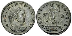 Maximinus II Daia AE Nummus, Thessalonica Maximinus II Daia (310-313 AD). AE Nummus (25 mm, 6.70 g), Thessalonica. Obv. MAXIMINVS FIL AVGG, Laureate head to right. Rev. GENIO CAESARIS, Genius standing