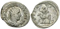 Philippus I AR Antoninianus, Adventus reverse Philippus I Arabs (244-249 AD). AR Antoninianus (21-24 mm, 4.11 g), Rome, AD 244-247. Obv. IMP M IVL PHILIPPVS AVG, Laureate, draped and cuirassed bust to
