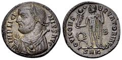 Licinius AE Nummus, Cyzicus Licinius I (308-324 AD). AE Nummus (18 mm, 2.94 g), Cyzicus, AD 317-320. Obv. IMP LICINIVS AVG, Laureate bust to left wearing imperial mantle, holding mappa in right hand, 