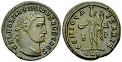 Maximinus II Daia AE Nummus, Alexandria Maximinus II Daia (305-313 AD). AE Nummus (24 mm, 5.40 g), Alexandria, 308-310. Obv. GAL VAL MAXIMINVS NOB CAES, Laureate head to right. Rev. GENIO CAESARIS, Ge