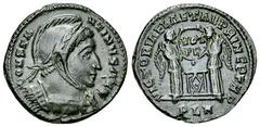 Constantinus I AE Nummus, London Constantinus I 'the Great' (306-337 AD). AE Nummus (18 mm, 3.00 g), London, AD 319-320. Obv. CONSTANTINVS AVG, Laureate, helmeted and cuirassed bust to right. Rev. VIC
