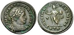 Constantinus I AE Nummus, Trier Constantinus I 'the Great' (306-337 AD). AE Nummus (23-24 mm, 4.16 g), Trier, c. 310-313. Obv. IMP CONSTANITNVS AVG, Laureate and cuirassed bust to right. Rev. SOLI INV