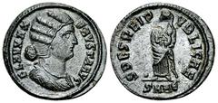 Fausta AE Nummus, Heraclea Constantinus I 'the Great' (306-337 AD) for Fausta (307-326 AD). AE Nummus (19 mm, 2.62 g), Heraclea, 325-326 AD. Obv. FLAV MAX FAVSTA AVG, Draped bust right. Rev. SPES REI 