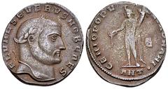 Severus II AE Nummus, Antioch Severus II, as Caesar (305-306 AD). AE Nummus (26-27 mm, 9.29 g), Antioch. Obv. FL VAL SEVERVS NOB CAES, Laureate head to right. Rev. GENIO POPVLI ROMANI, Genius standing