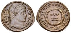 Constantinus I AE Nummus, Rome Constantinus I 'the Great' (306-337 AD). AE Nummus (18 mm, 3.16 g), Rome, 321. Obv. CONSTANTINVS AVG, Laureate head to right. Rev. D N CONSTANTINI MAX AVG, VOT / XX in t