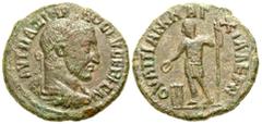 Roman Provincial Thrace, Anchialus. Maximinus I Thrax. A.D. 235-238. AE 28 (27.6 mm, 9.28 g, 1 h). ΑΥΤ ΜΑΞΙΜΕΙΝΟ ΕΥ ΕΒΗ ΑΥΓ, laureate, draped and cuirassed bust of Maximinus right / ΟΥΛΠΙΑΝ Ν ΑΓΧΙΑΛΕ 