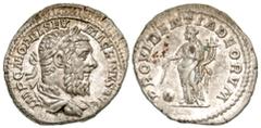 Roman Imperial Macrinus. A.D. 217-218. AR denarius (19.9 mm, 2.91 g, 1 h). Rome mint, struck March-June A.D. 218. IMP C M OPEL SEV MACRINVS AVG, laureate and draped bust of Macrinus right / PROVIDENTI