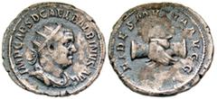 Roman Imperial Balbinus. April-June A.D. 238. AR antoninianus (22 mm, 4.75 g, 6 h). Rome mint. IMP CAES D CAEL BALBINVS AVG, radiate, draped and cuirassed bust of Balbinus right / FIDES MVTVA AVGG, cl
