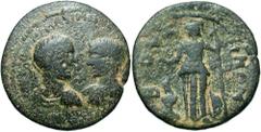 Phrygia, Bruzus. Maximinus I 'Thrax', with Maximus, Caesar. A.D. 235-238. Æ 27 (27 mm, 10.92 g, 6 h). Extremely rare and seemingly unpublished. [...]MAXIMЄINO[...], Laureate, draped and cuirassed bust