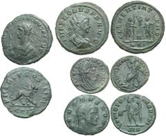 Lot of four late Roman Imperial Æ, better types. Includes: Probus. Antoninianus. Siscia mint, Struck A.D. 280. IMP C M AVR PROBVS P F AVG, radiate and mantled bust left, holding eagle tipped scepter /