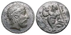 Sicily, Naxos. 430-415 B.C. PB tetradrachm (25.4 mm, 17.03 g, 7 h). BIFACE LEAD / ROSA OFF-METAL TRIAL STRIKE. Bearded head of Dionysos right, wearing tainia decorated with an ivy branch / NAΞION, Sil