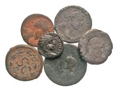 [Roman Provincial]. Lot of 6 Syrian Provincial Coins. Mostly Antioch, includes two BI tetradrachms. Average grade VG-Fine. 17-27 mm. All group lots are sold as-is, returns not accepted. The coins show