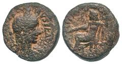 Samaria, Caesarea Maritima. Trebonianus Gallus. A.D. 251-253. AE 25 (24.8 mm, 13.75 g, 1 h). IMP C C VIB GALLVS P F AVG, laureate, draped, and cuirassed bust right / COL PR FL AV FC CAES METR S PAL, Z