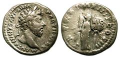 Marcus Aurelius. A.D. 161-180. AR denarius (18.3 mm, 3.43 g, 11 h). Rome mint, struck A.D. 166. M ANTONINVS AVG ARM PARTH MAX, laureate head right / TR P XX IMP IIII COS III, Victory standing right, h
