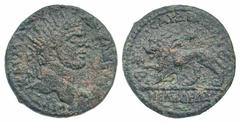 Lydia, Sardes. Caracalla. A.D. 198-217. AE 25 (25.0 mm, 6.28 g, 6 h). AVT KAI M AVP ANTΩNEINOC, radiate head right / CAPΔIANΩN B NEΩKOPΩN, lion walking left, star above, bee to left. BMC 165; SNG von 